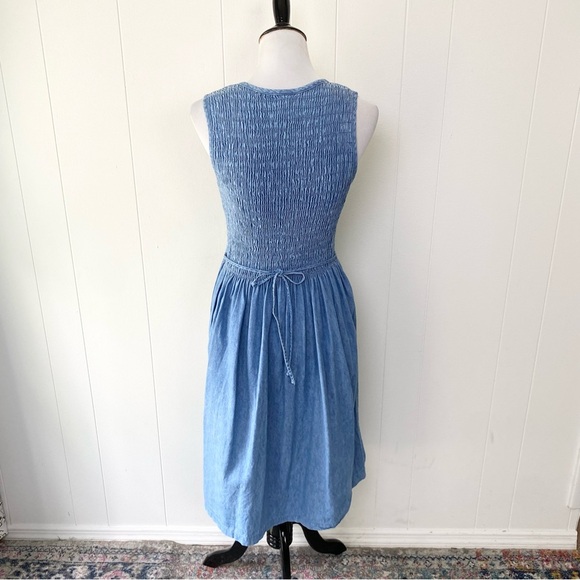 Vintage Bridge Sportswear Denim Midi Dress Blue Smocked Modest Cottagecore Sz S - Picture 2 of 13